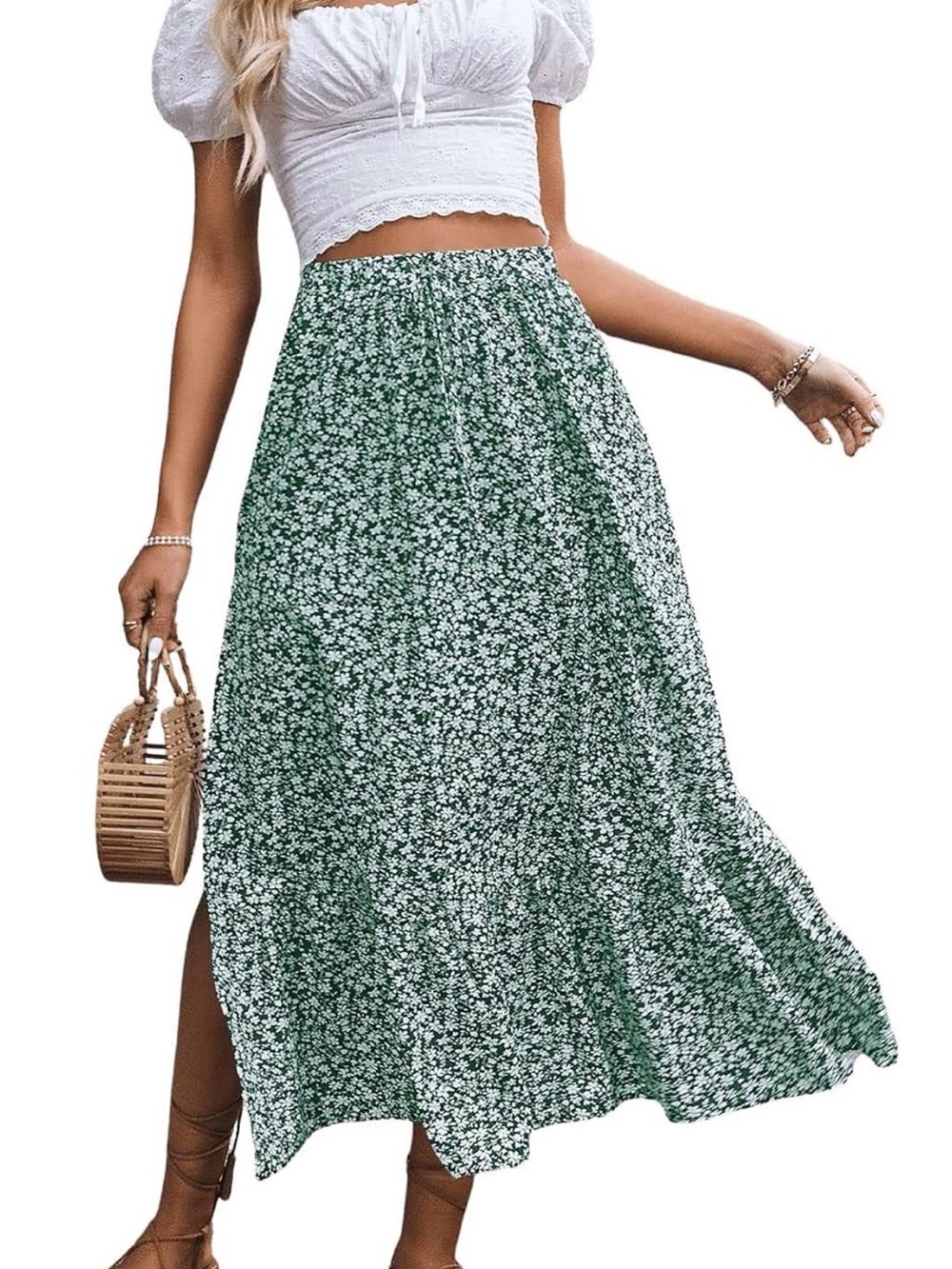 SweatyRocks Casual High Waist Floral Print Maxi Skirt